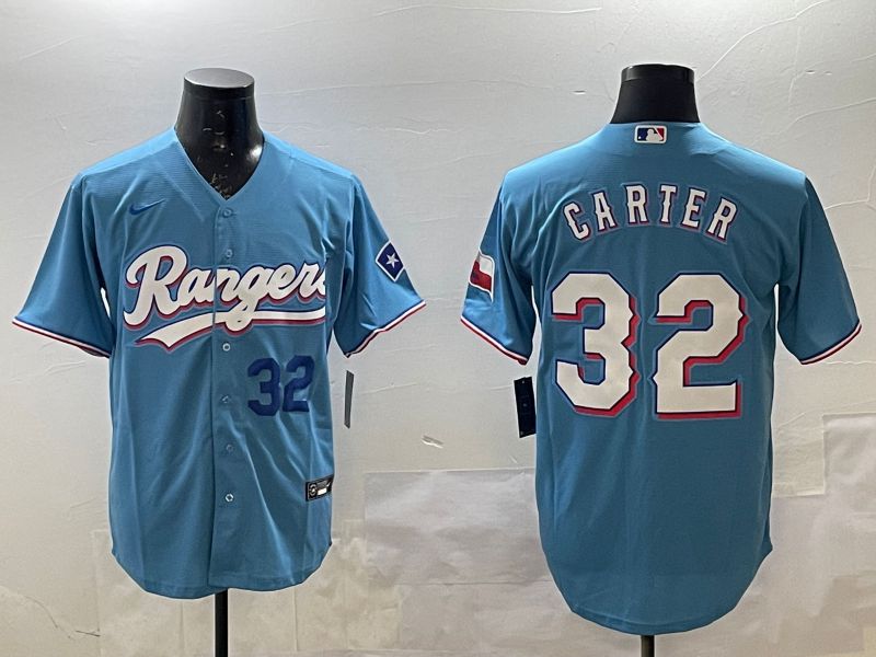 Men Texas Rangers #32 Carter Light Blue Game 2025 Nike MLB Jersey style 4